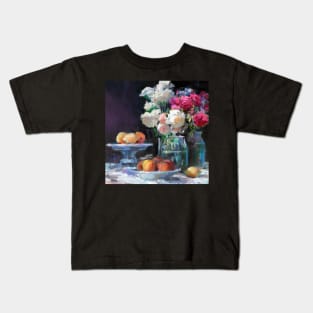 Still Life with White & Pink Roses Kids T-Shirt